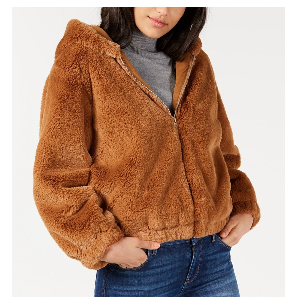 French Connection Arabella Hooded Faux-Fur Jacket
